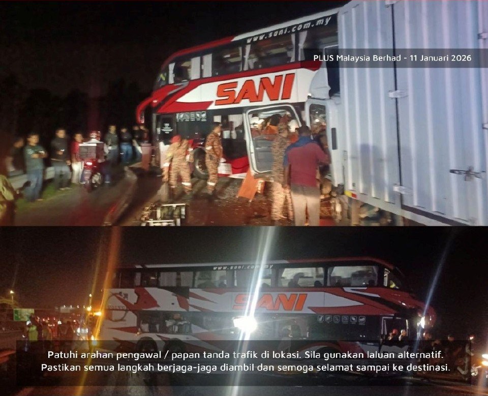 15 cedera nahas bas ekspres, lori di laluan Sungai Buaya-Rawang, trafik sesak lebih 7 kilometer